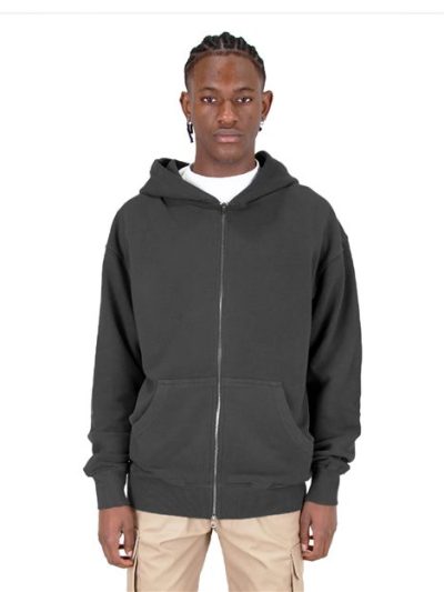 Men's Garment-Dyed Double-Zip Hooded Sweatshirt
